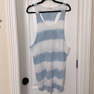 Noble you blue and white striped tank top size L